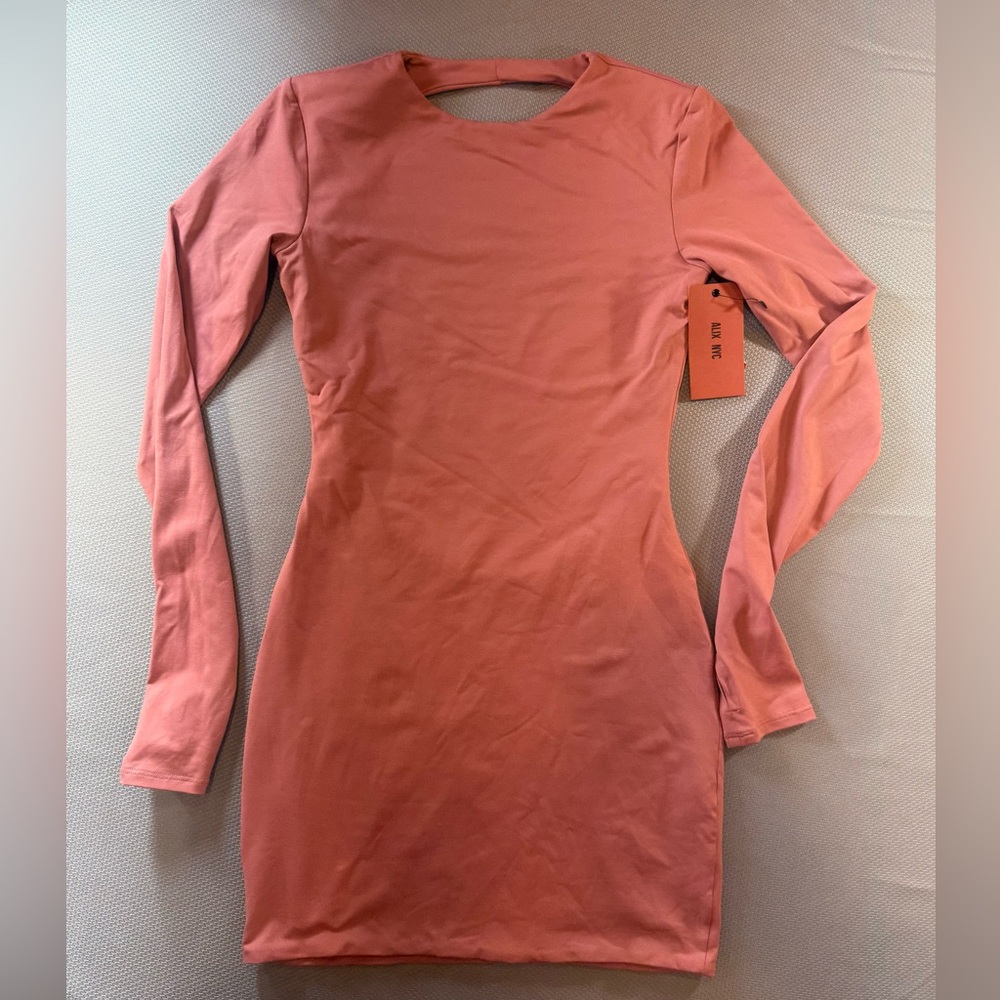 ALIX NYC Abbott Mini Dress Pink Long Sleeve Scoop Neck Women's Size S/M No Size